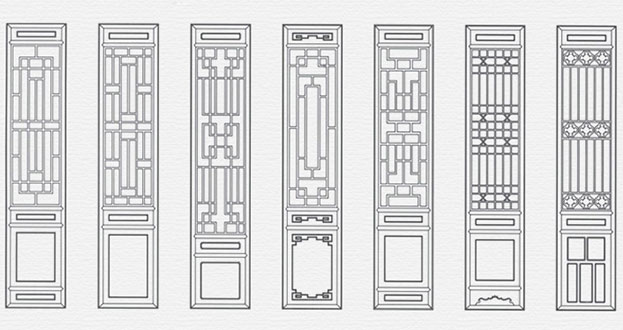 新河常用中式仿古花窗图案隔断设计图